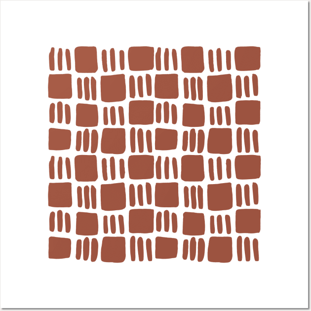 Abstract squares - brick red Wall Art by wackapacka